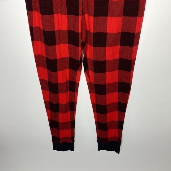 Old Navy Thermal Knit Red Black Plaid One Piece Pajama Large - Picture 4 of 9